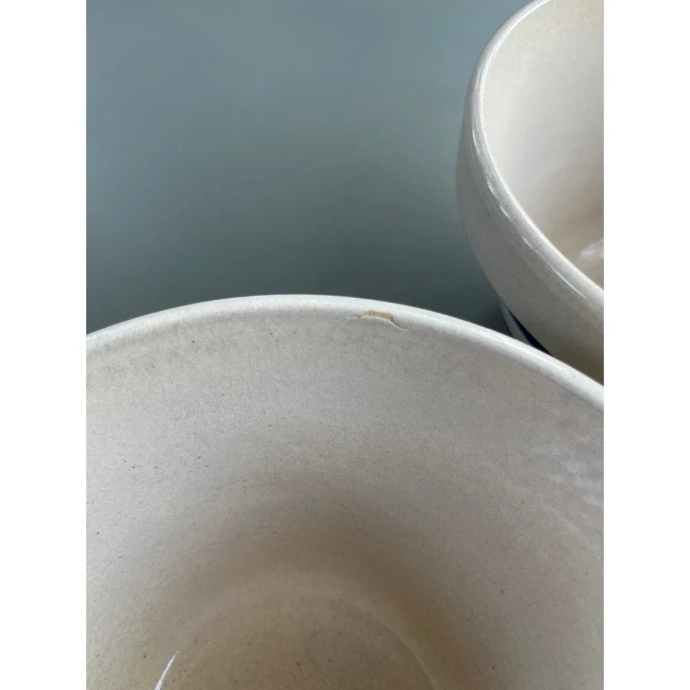 Robinson Ransbottom Blue Stripe Stoneware Mixing Bowls Set 2 Roseville OH 1.5qt